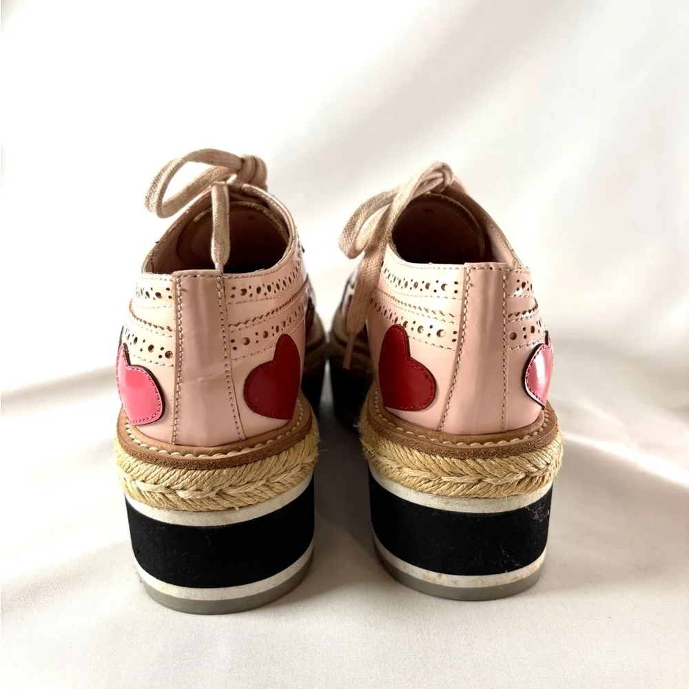 Prada Pink Heart Patent Platform Oxfords | Vintage Designer Espadrilles